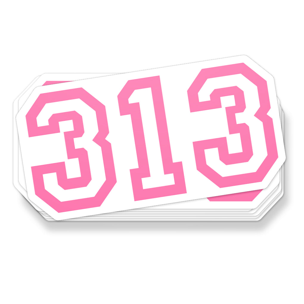 313 Sticker - Assorted Colors Stickers & Wall Art Sticker/Decal Pink/White 