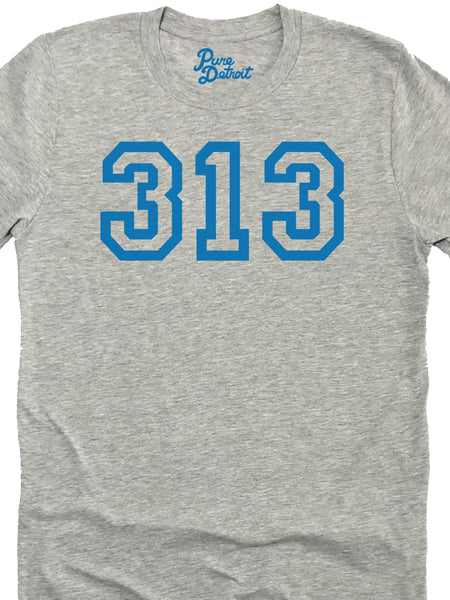 313 Unisex T-shirt - Blue / Athletic Gray Clothing   