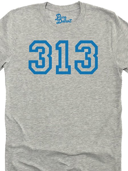 313 Unisex T-shirt - Blue / Athletic Gray Clothing