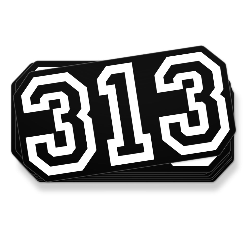 313 Sticker - Assorted Colors Stickers & Wall Art Sticker/Decal White/Black Background 