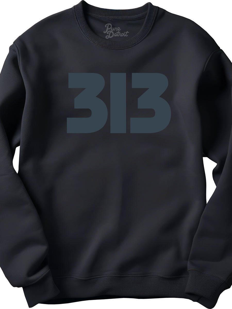 313 Modern Detroit Unisex Premium Sweatshirt - Black and Charcoal Gray Sweatshirt
