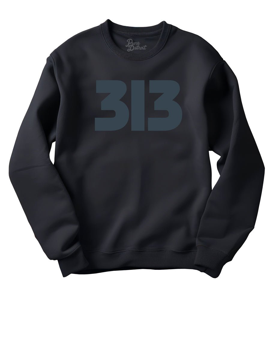 313 Modern Detroit Unisex Premium Sweatshirt - Black and Charcoal Gray Sweatshirt