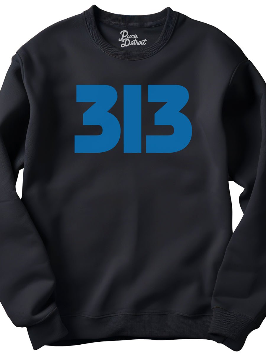 313 Modern Detroit Unisex Premium Sweatshirt - Black and Blue sweatshirt