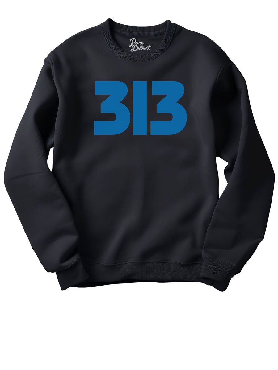 313 Modern Detroit Unisex Premium Sweatshirt - Black and Blue sweatshirt