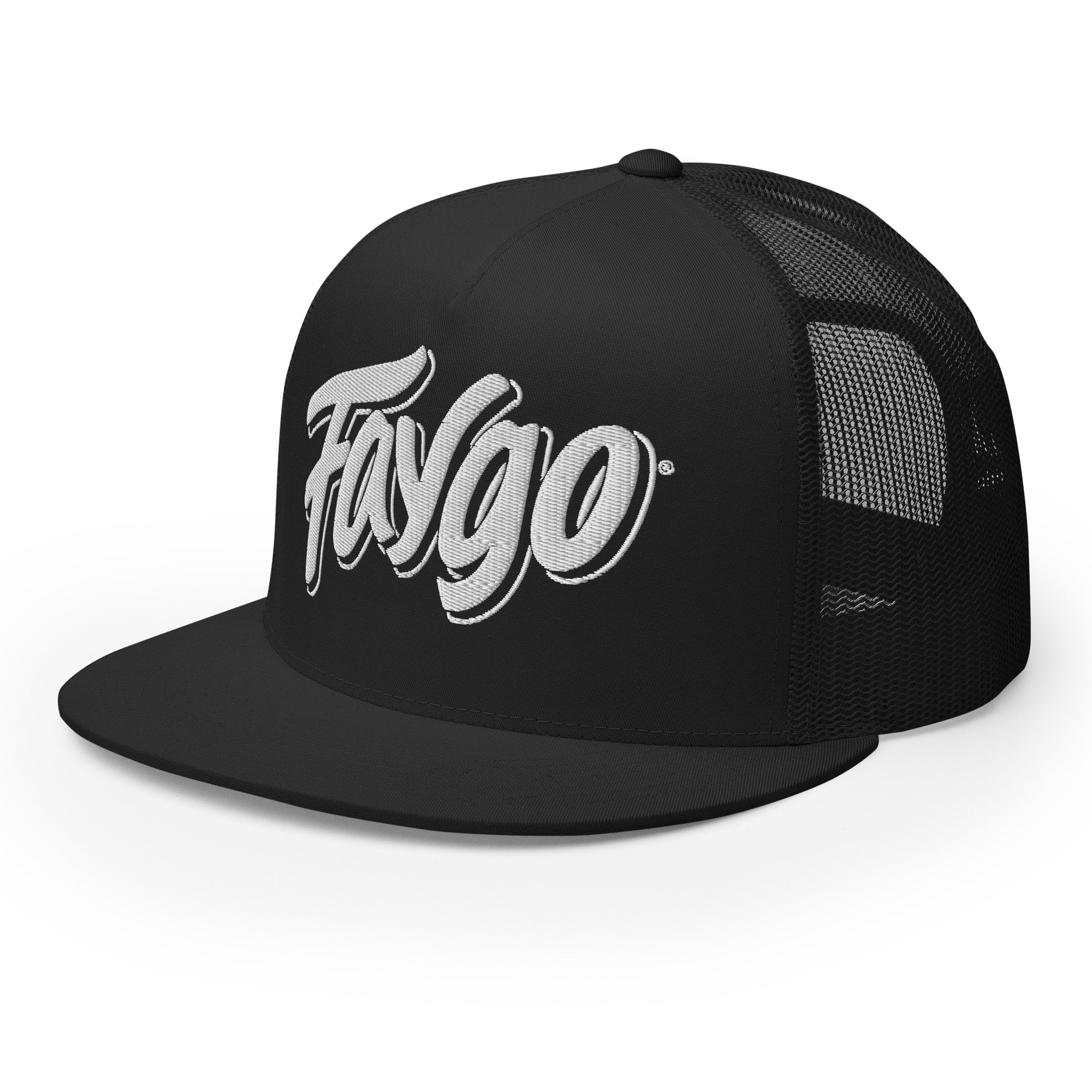 Faygo Logo Trucker Cap - Black - Embroidered with White Hat