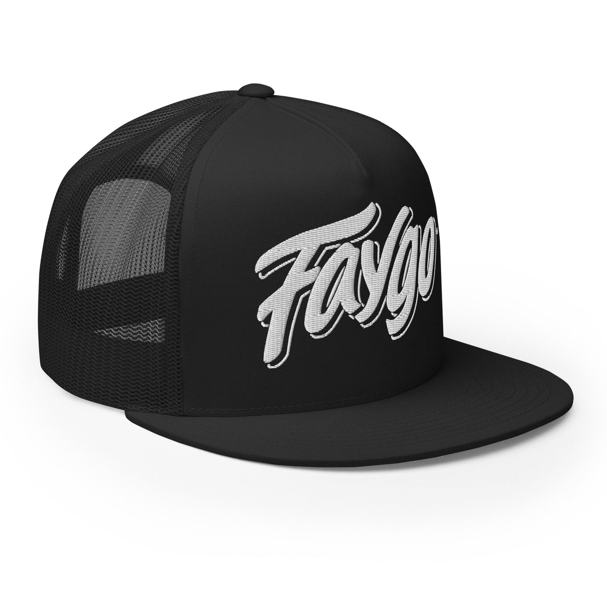 Faygo Logo Trucker Cap - Black - Embroidered with White Hat