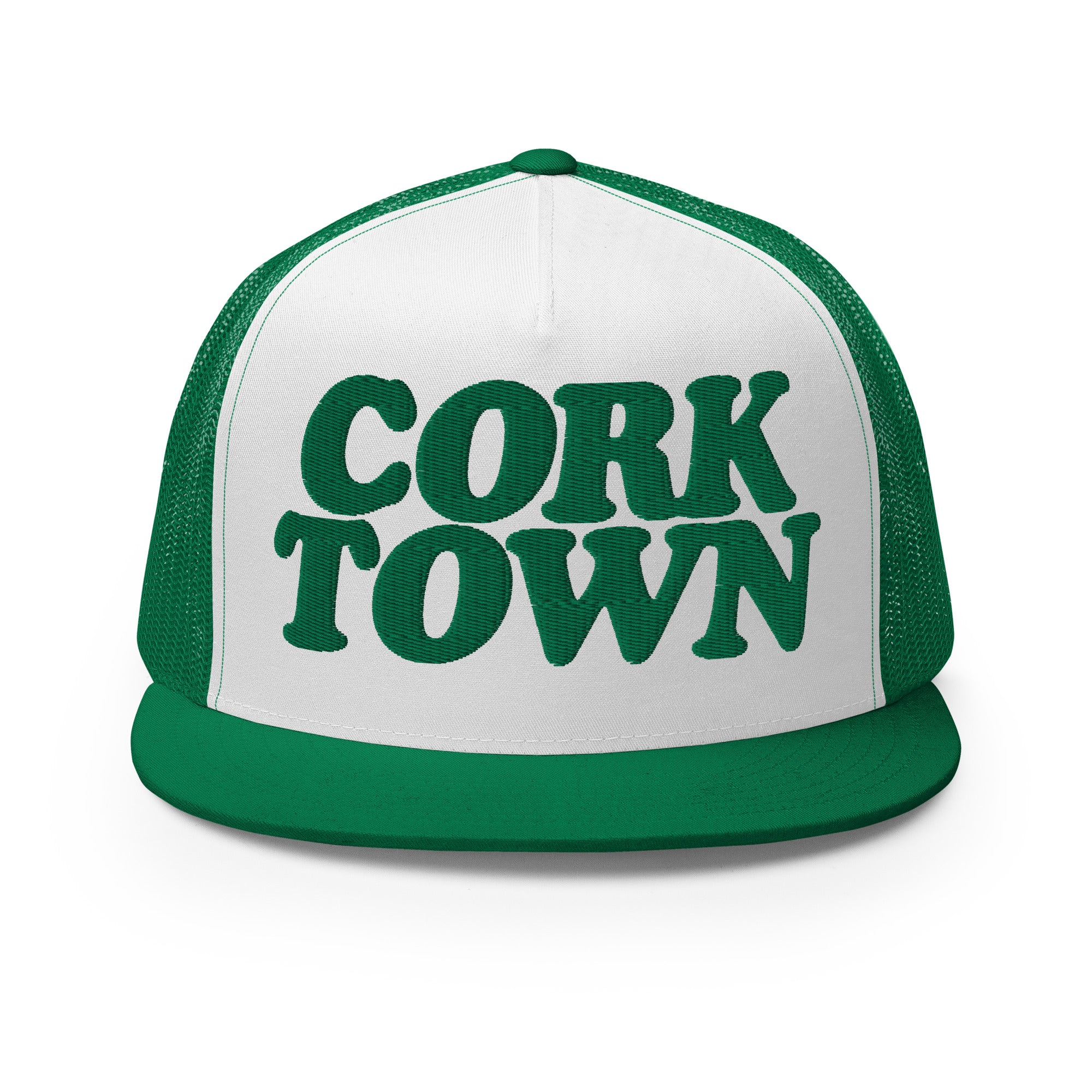 Corktown Foam Trucker Hat - Green and White - Embroidered with Green Hats Default Title