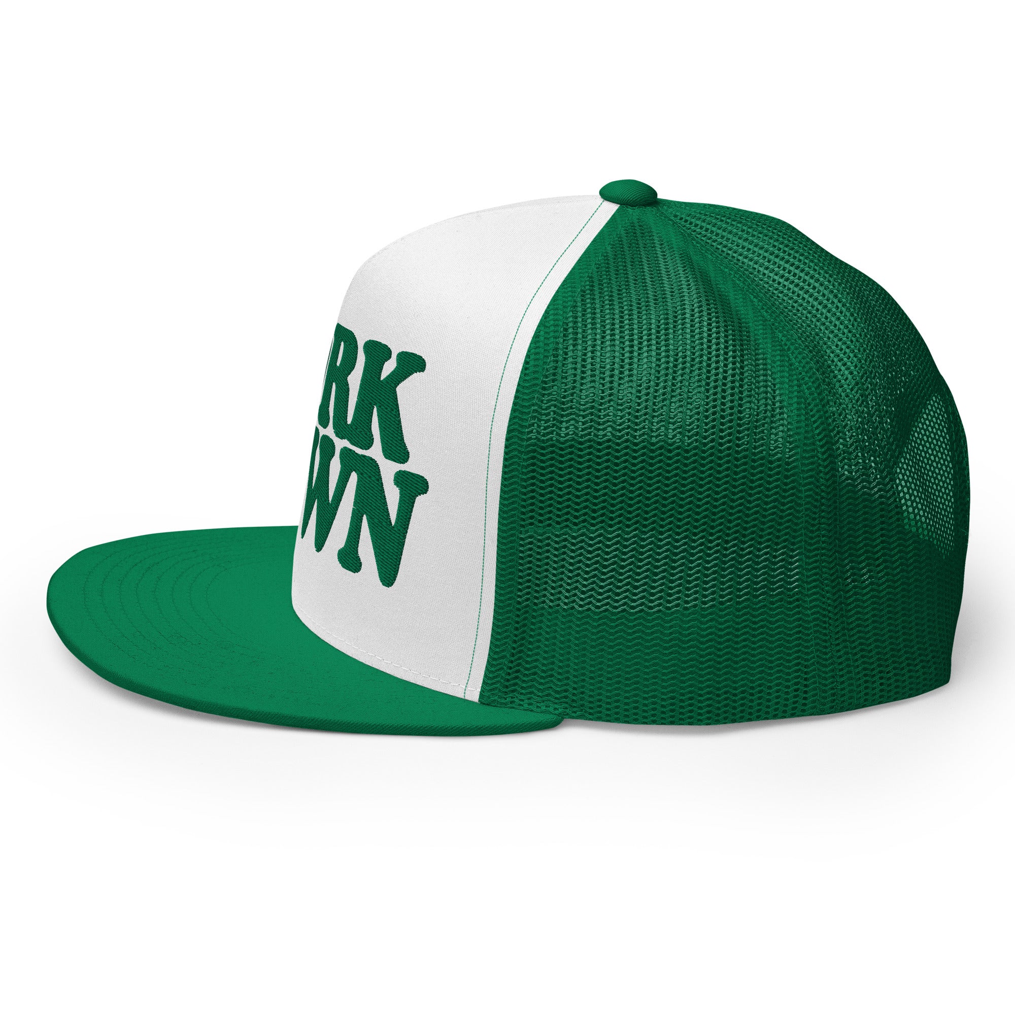 Corktown Foam Trucker Hat - Green and White - Embroidered with Green Hats