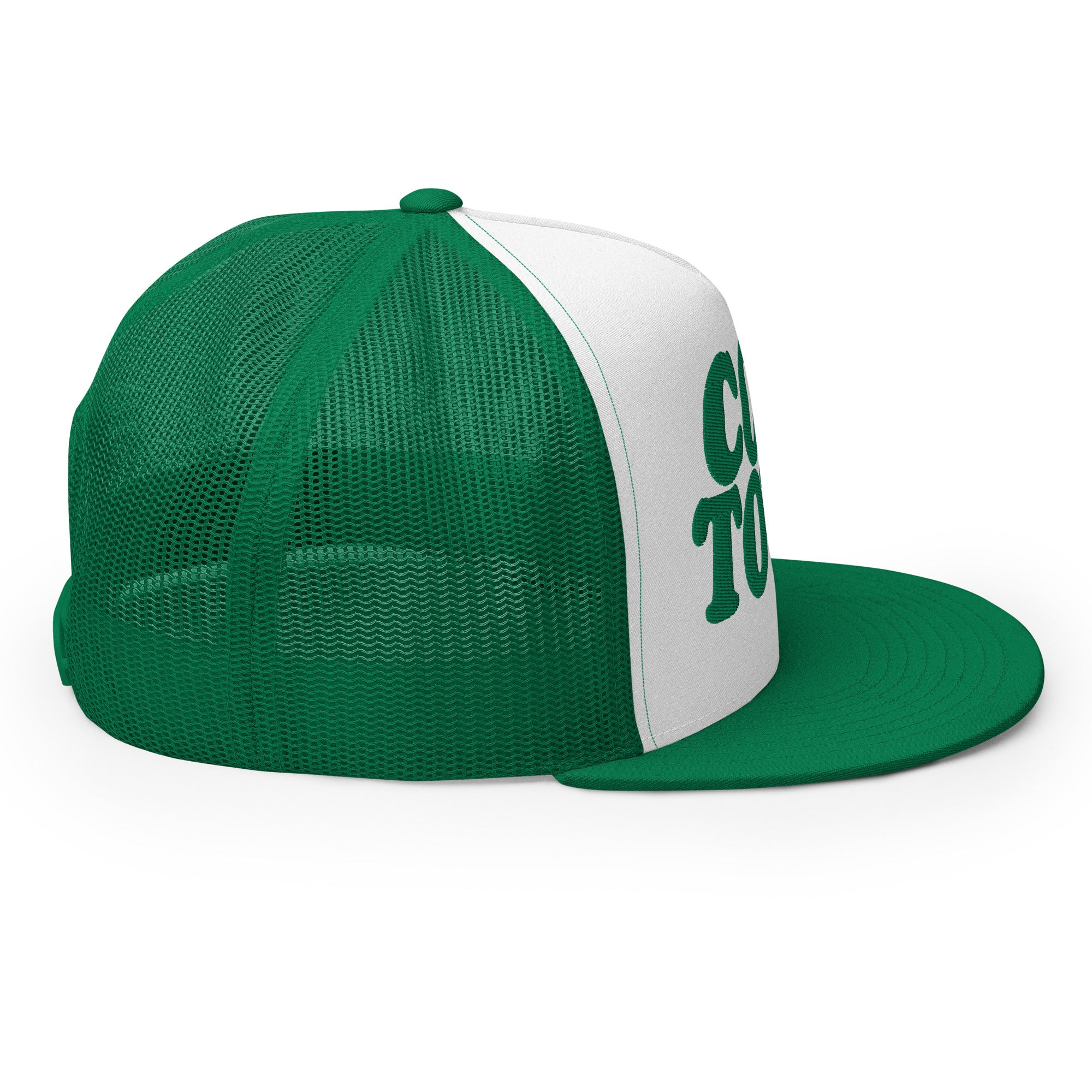 Corktown Foam Trucker Hat - Green and White - Embroidered with Green Hats