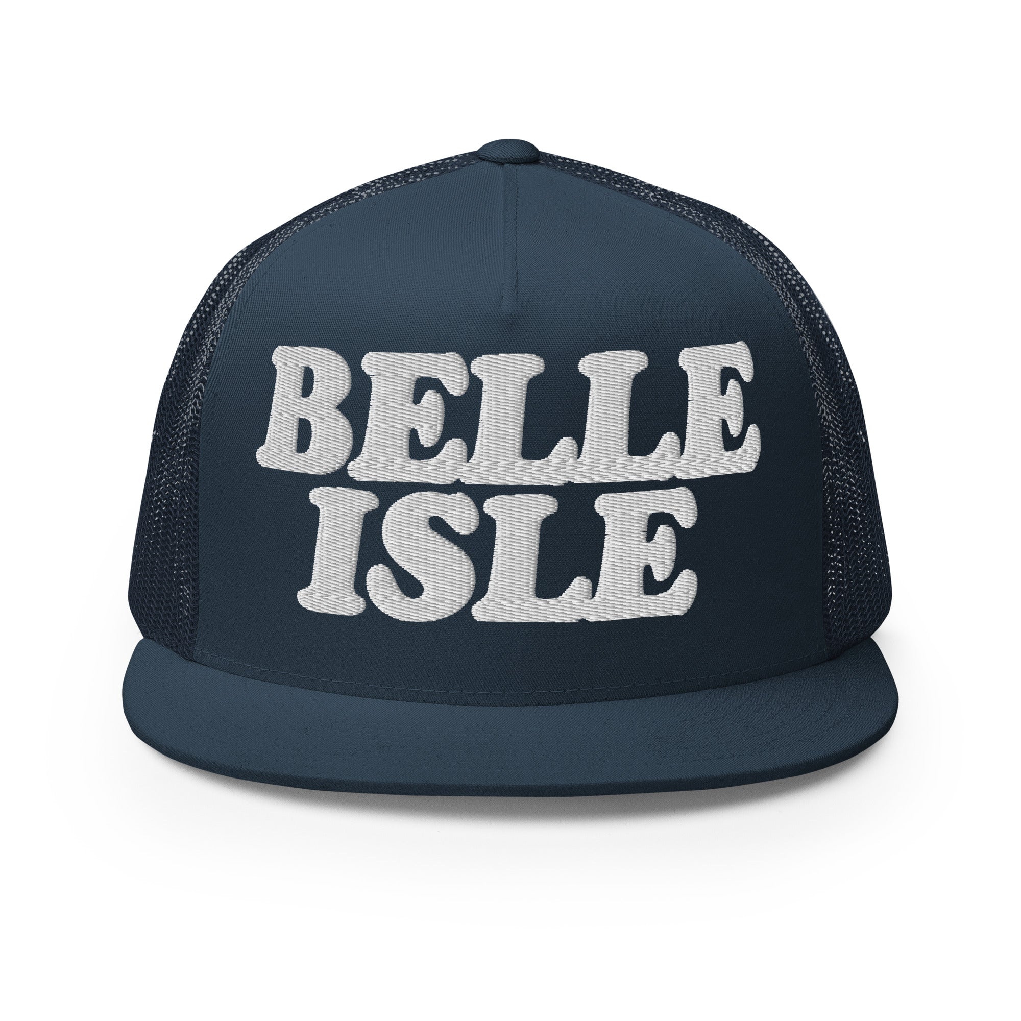 Belle Isle Detroit Trucker Cap - Navy - Embroidered with White Hat Default Title