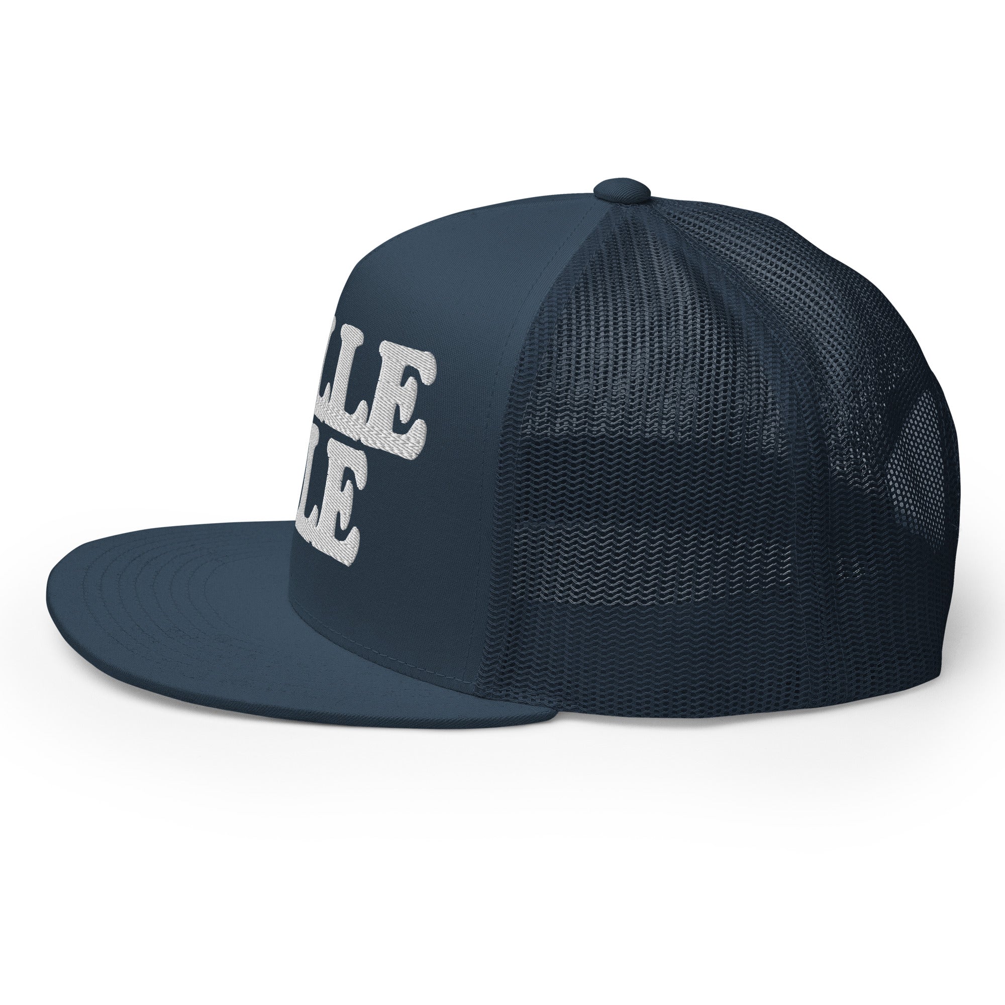 Belle Isle Detroit Trucker Cap - Navy - Embroidered with White Hat