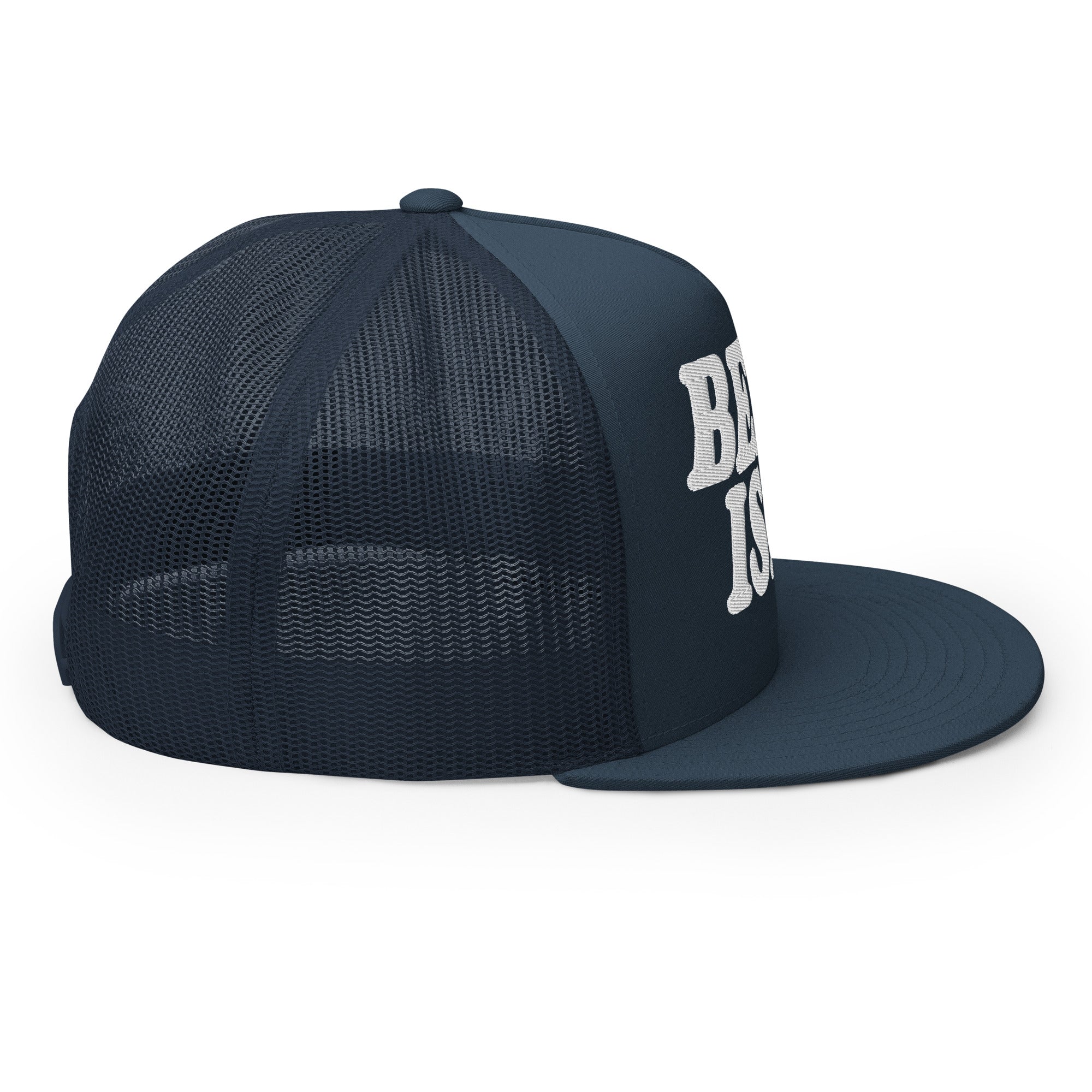 Belle Isle Detroit Trucker Cap - Navy - Embroidered with White Hat