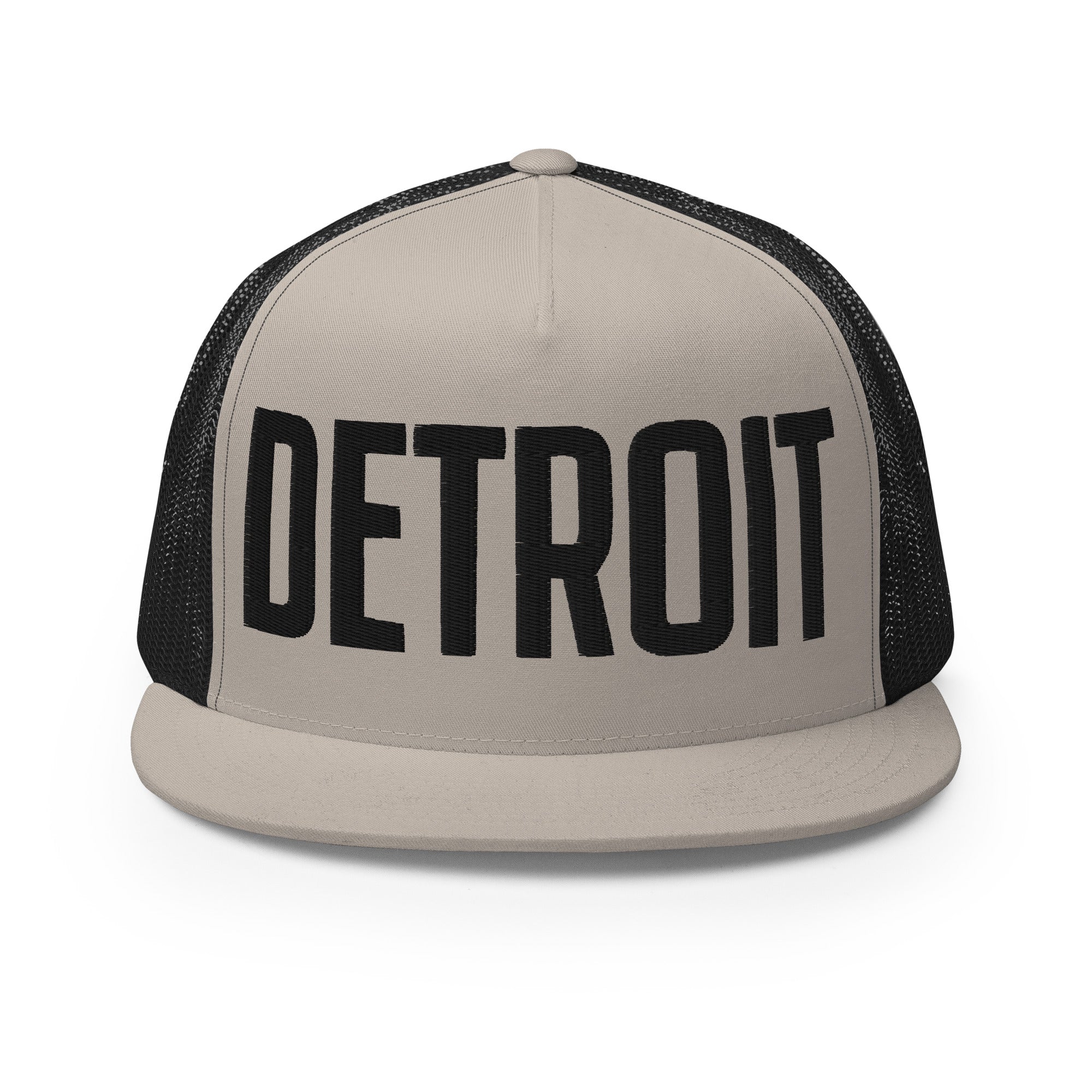 Detroit Trucker Cap - Black and Silver - Embroidered with Black Hat Default Title