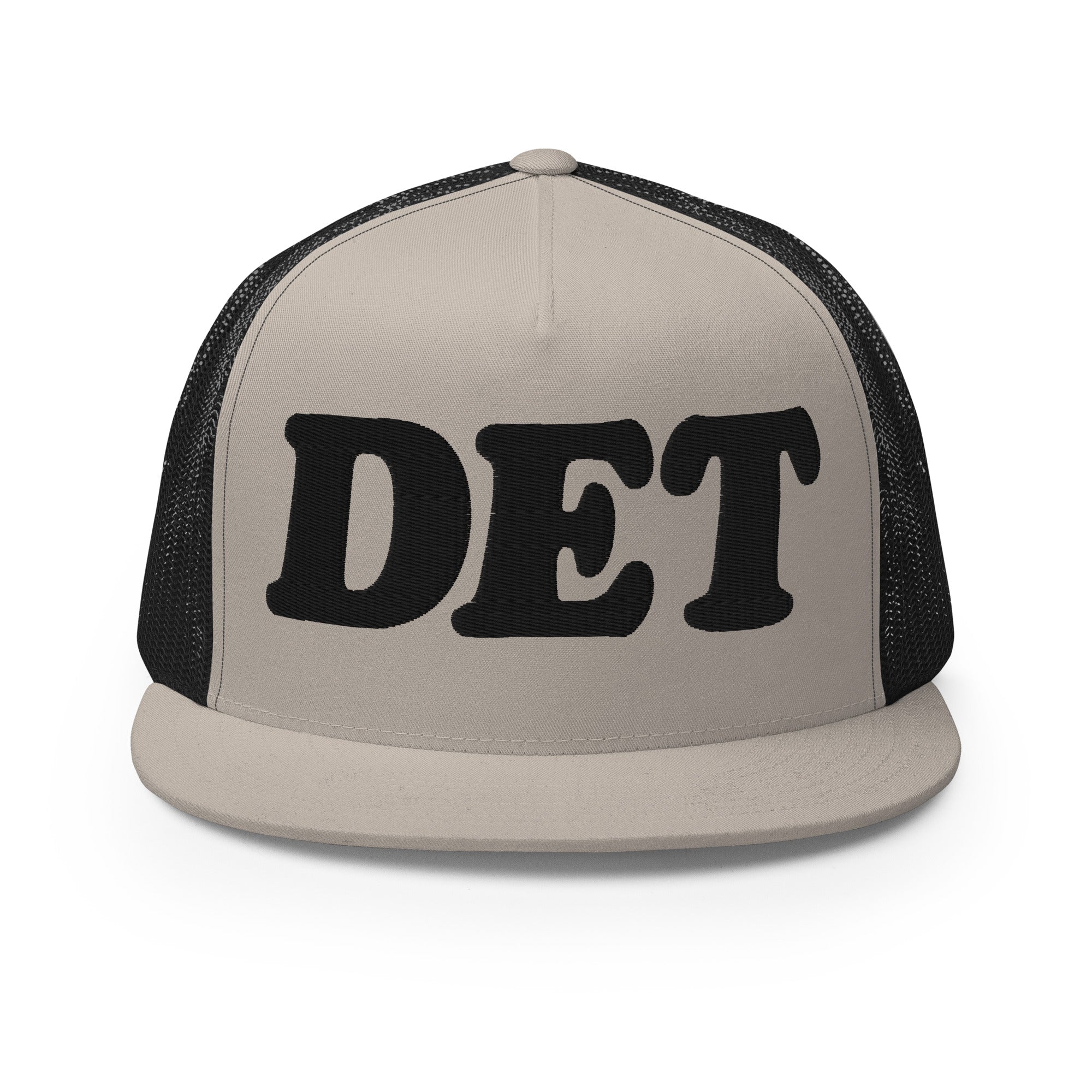 DET Detroit Trucker Cap - Black and Silver - Embroidered with Black Hat Default Title