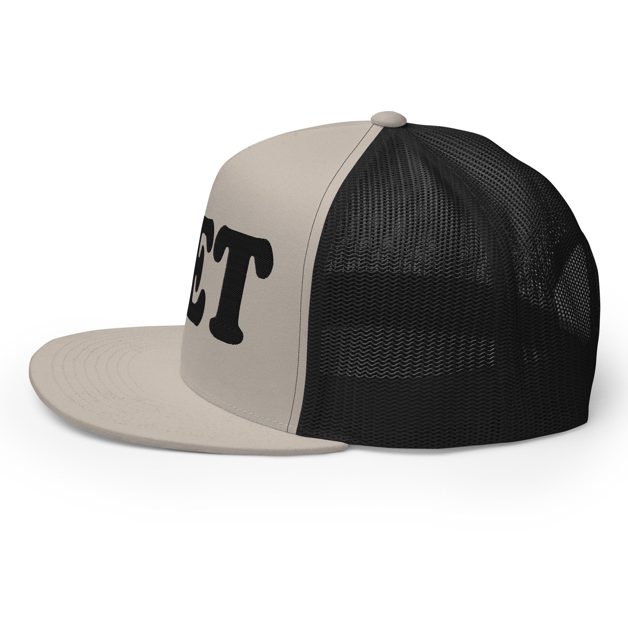 DET Detroit Trucker Cap - Black and Silver - Embroidered with Black Hat