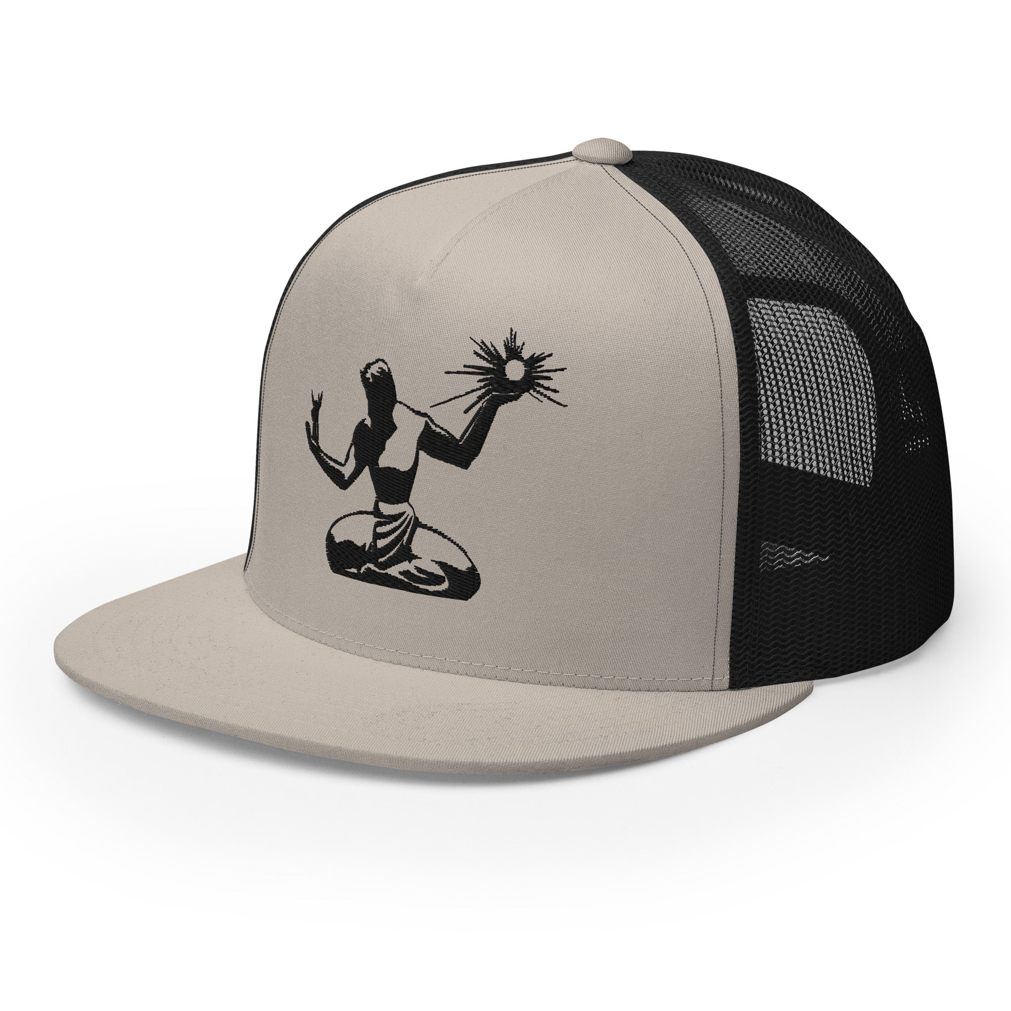 Spirit of Detroit Trucker Cap - Black and Silver - Embroidered with Black Hat