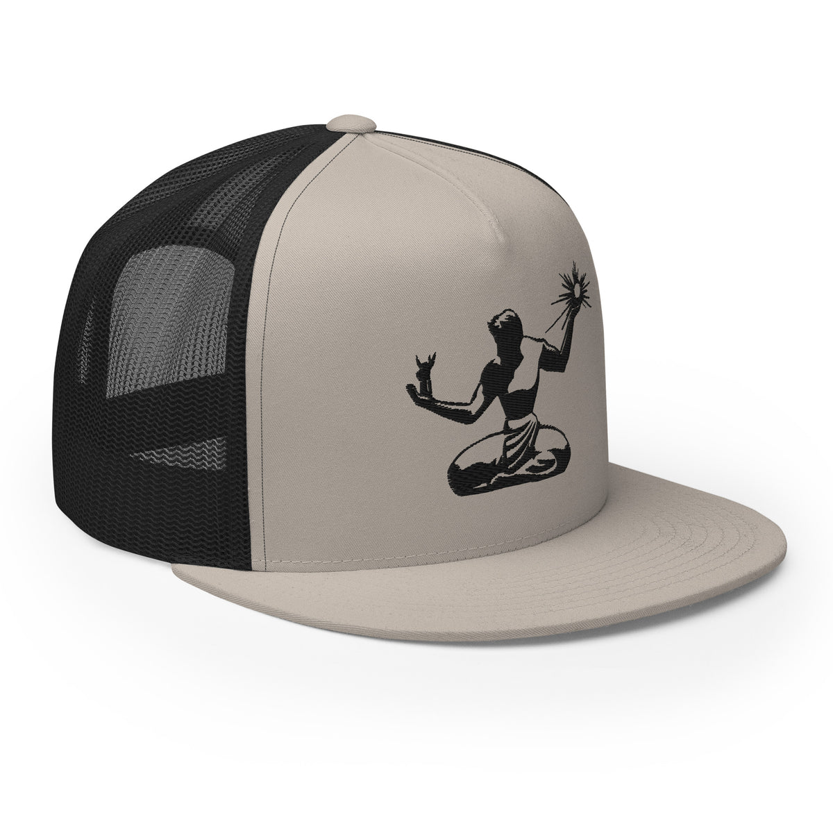 Spirit of Detroit Trucker Cap - Black and Silver - Embroidered with Black Hat
