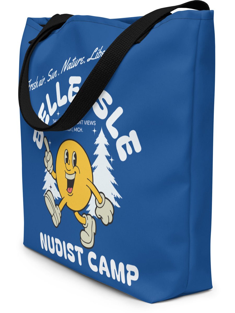 Belle Isle Nudist Camp All-Over Print Large Tote Bag - 16" X 20" - Royal BLue Tote Bag