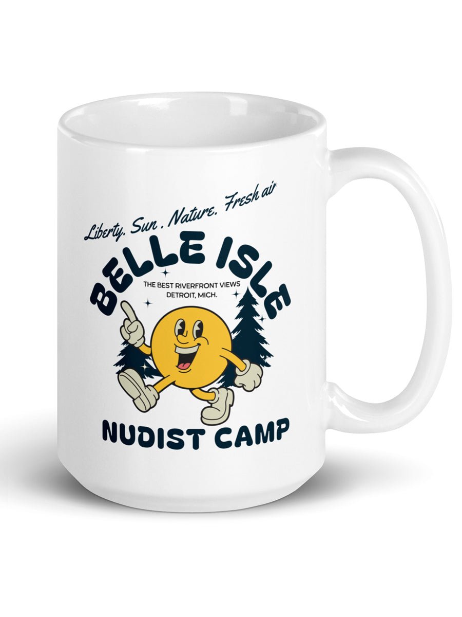 Belle Isle Nudist Camp Ceramic Coffee Mug 15 oz - White mug
