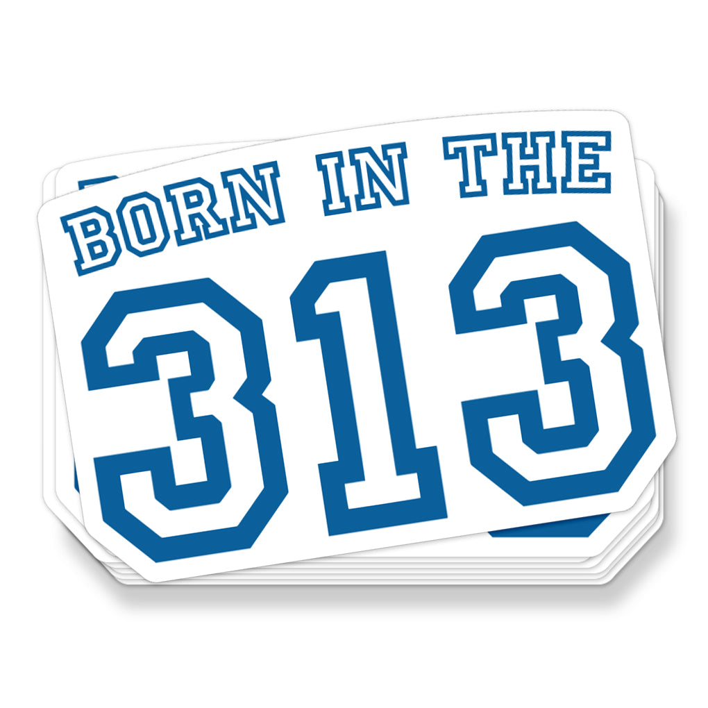 Born In The 313 Sticker - Assorted Colors Stickers & Wall Art Sticker/Decal Royal/White 