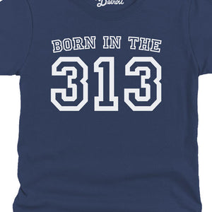 Born in the 313 Womens T-shirt - White / Navy Clothing   