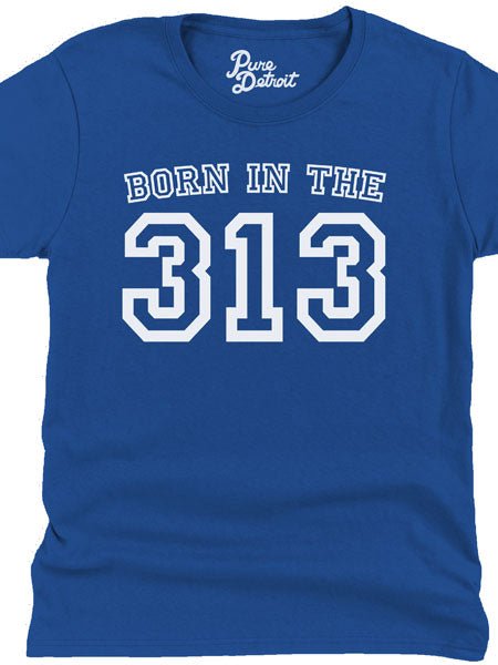 Born in the 313 Womens T-shirt - White / Royal Blue Clothing