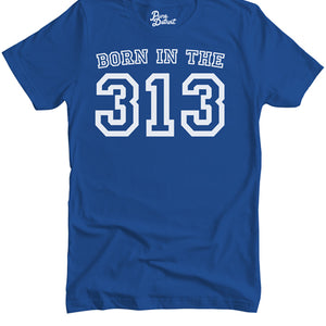 Born in the 313 Unisex T-shirt - White / Royal Clothing   