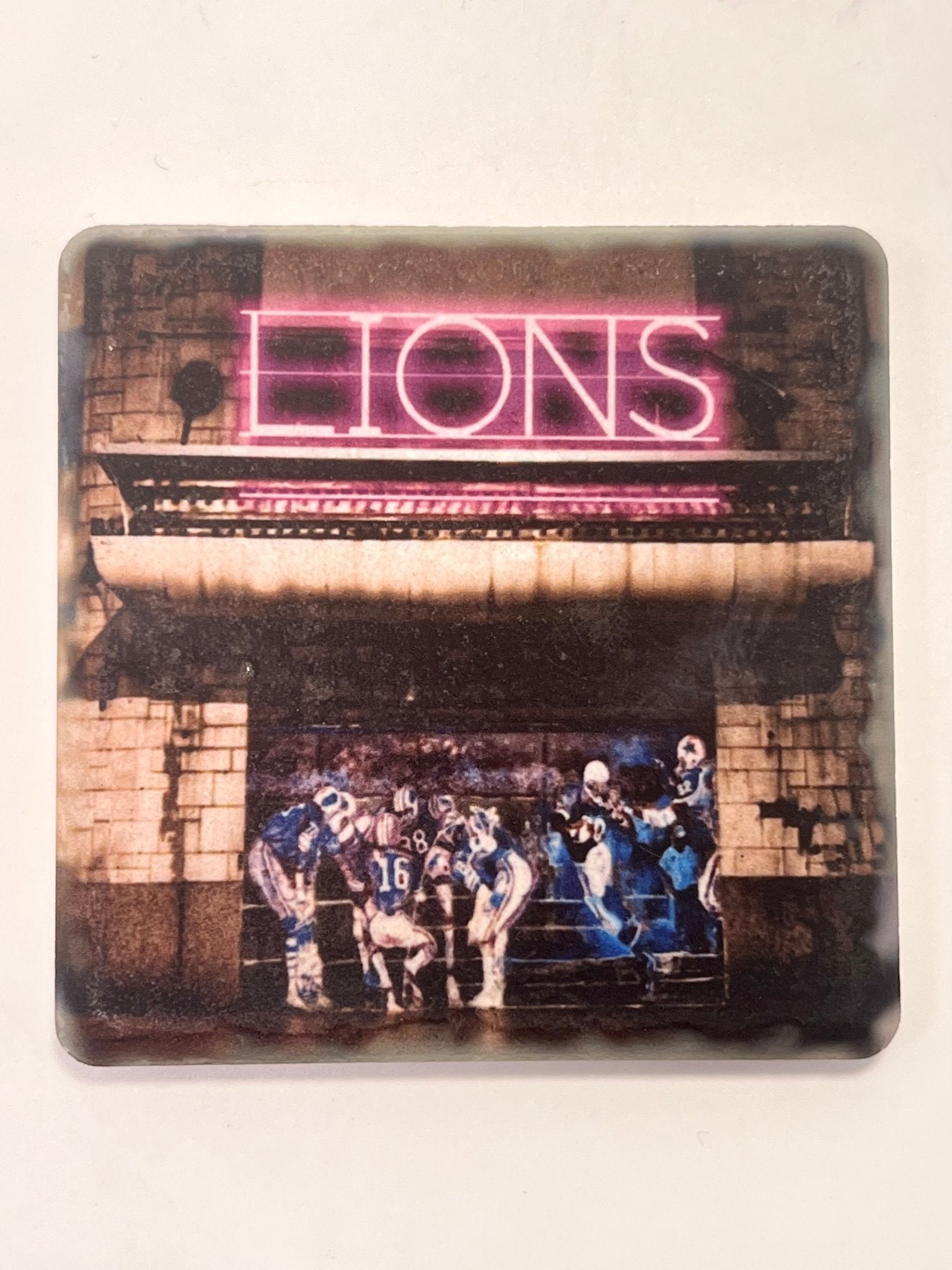Detroit Lions Neon Porcelain Tile Coaster Coasters