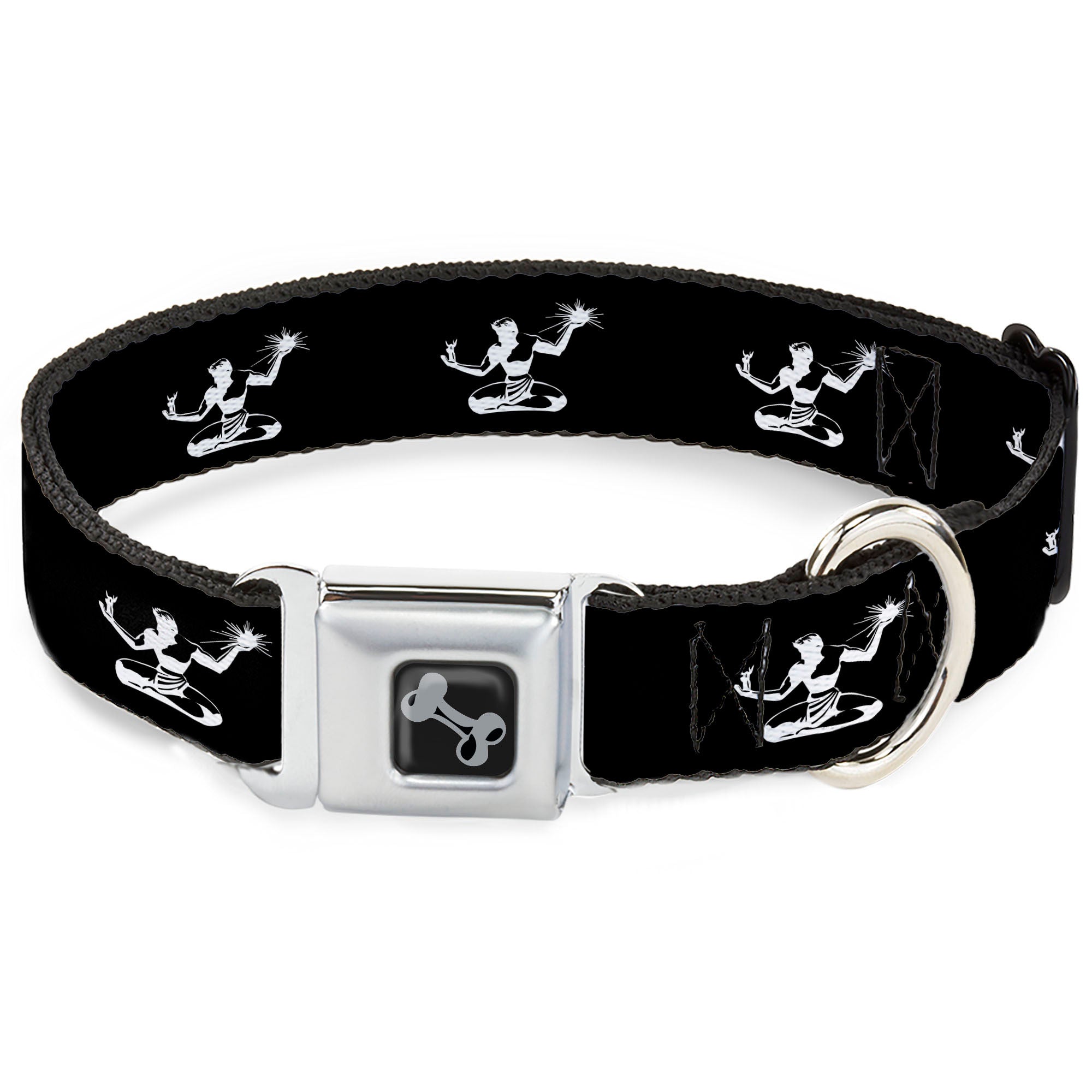 Spirit of Detroit Seatbelt Dog Collar - Black / White Orange Seatbelt Buckle Dog Collars
