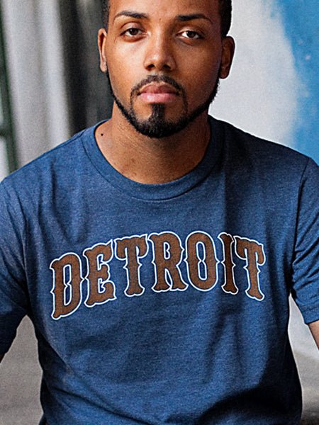Detroit Vintage Unisex T-shirt - Navy + Orange / White Unisex Apparel