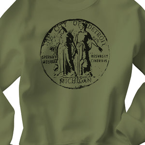 Detroit City Seal Unisex Sweatshirt - Black / Army Green sweatshirt   