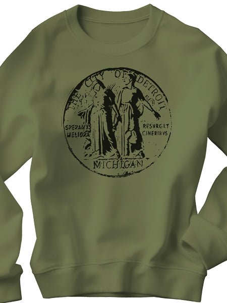 Detroit City Seal Unisex Sweatshirt - Black / Army Green sweatshirt