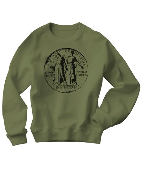Detroit City Seal Unisex Sweatshirt - Black / Army Green sweatshirt