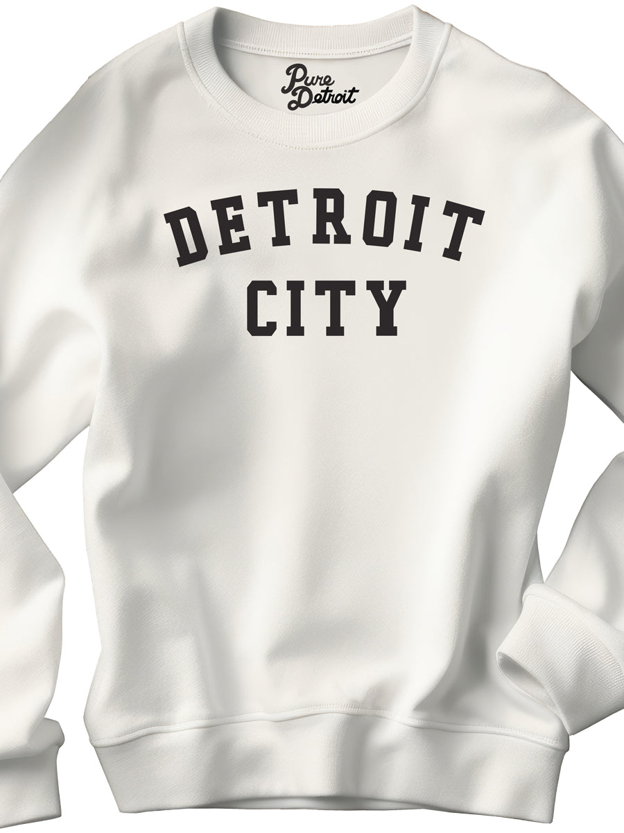 Detroit City Unisex Premium Sponge Fleece Sweatshirt - Black / White Clothing   