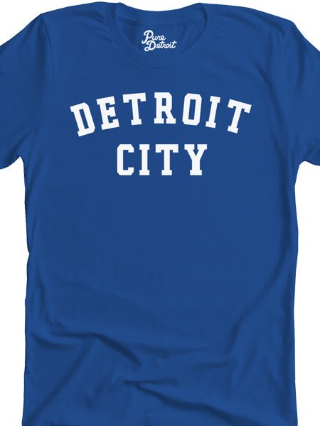 Detroit City Unisex T-shirt - White / Royal Blue Clothing