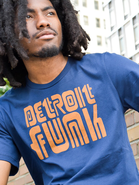 Detroit Funk Unisex T-shirt - Navy / Orange Unisex Apparel   