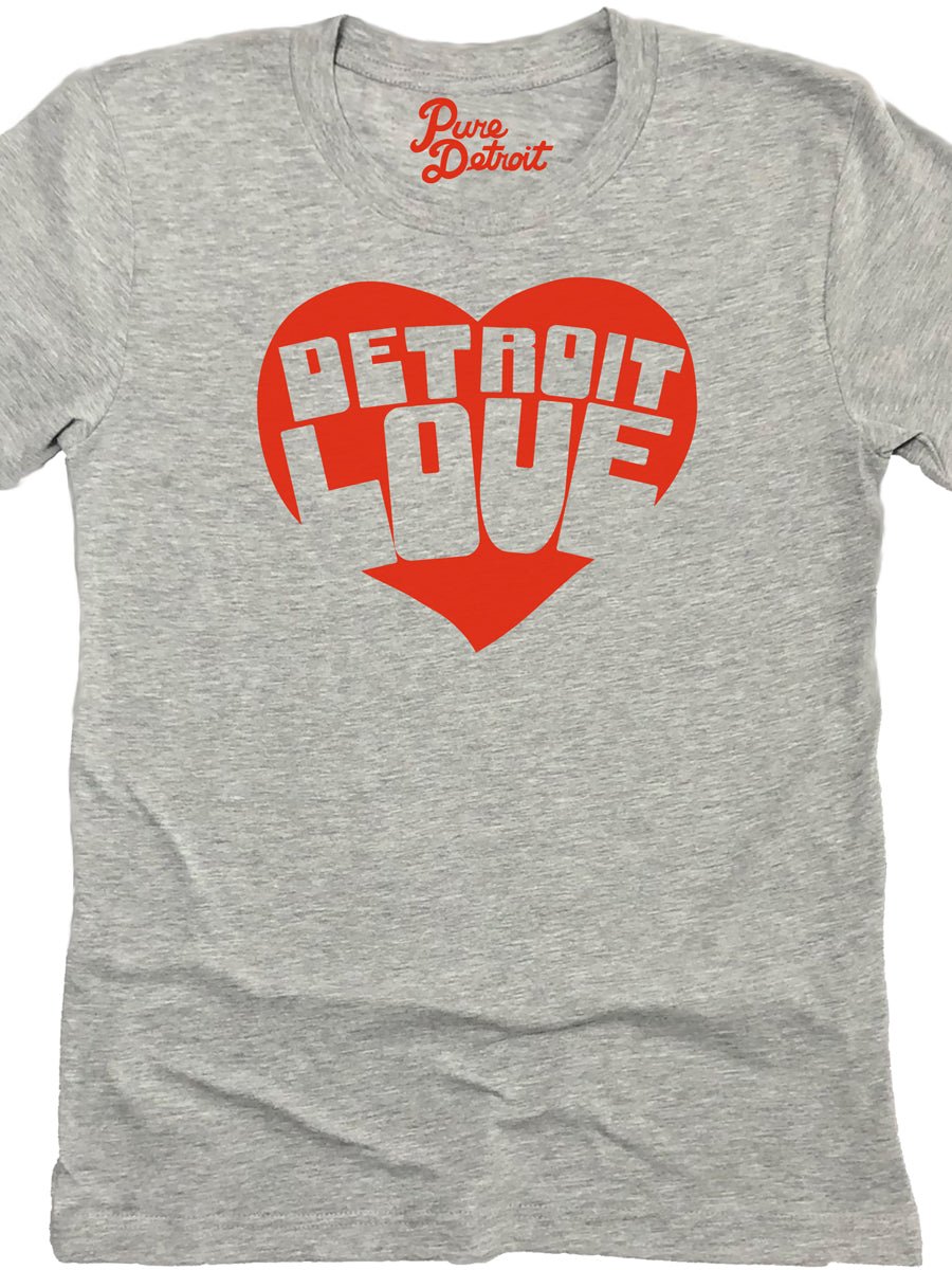 Women's Detroit Love Premium Relaxed T-Shirt - Red / Athletic Gray T-Shirt