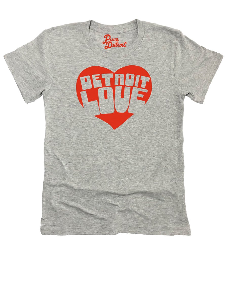 Women's Detroit Love Premium Relaxed T-Shirt - Red / Athletic Gray T-Shirt