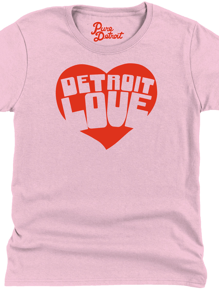 Women's Detroit Love Premium Relaxed T-Shirt - Red / Pink T-Shirt   