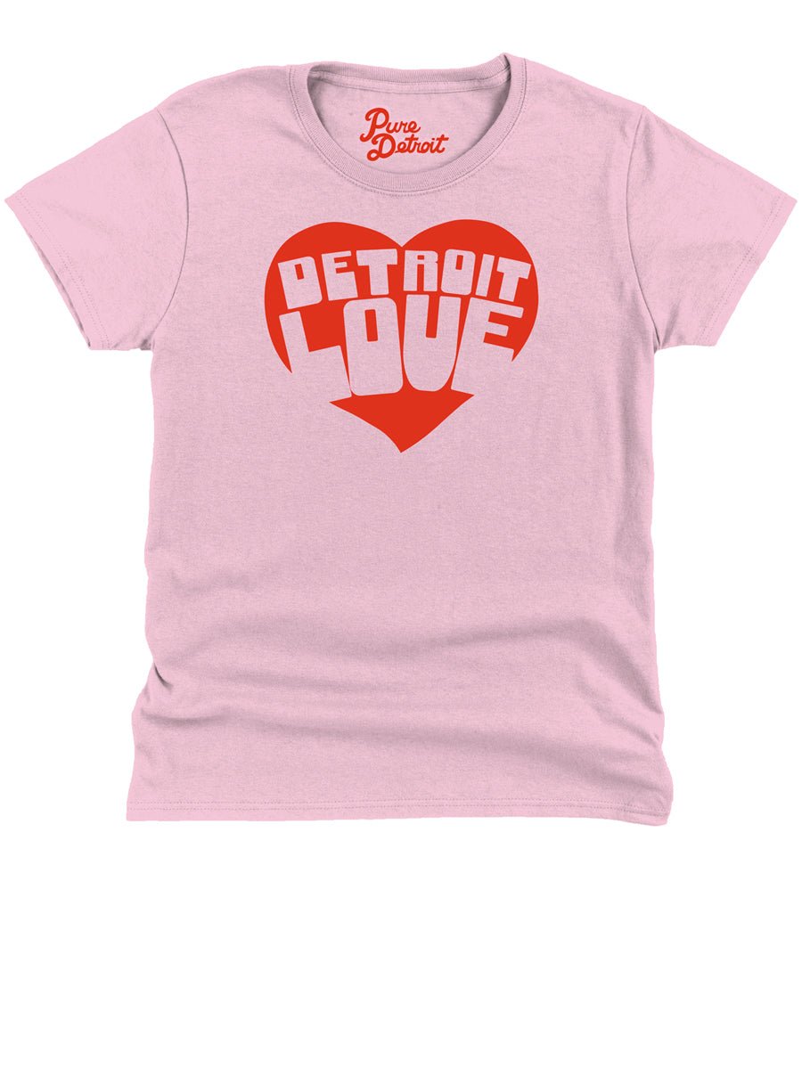Women's Detroit Love Premium Relaxed T-Shirt - Red / Pink T-Shirt