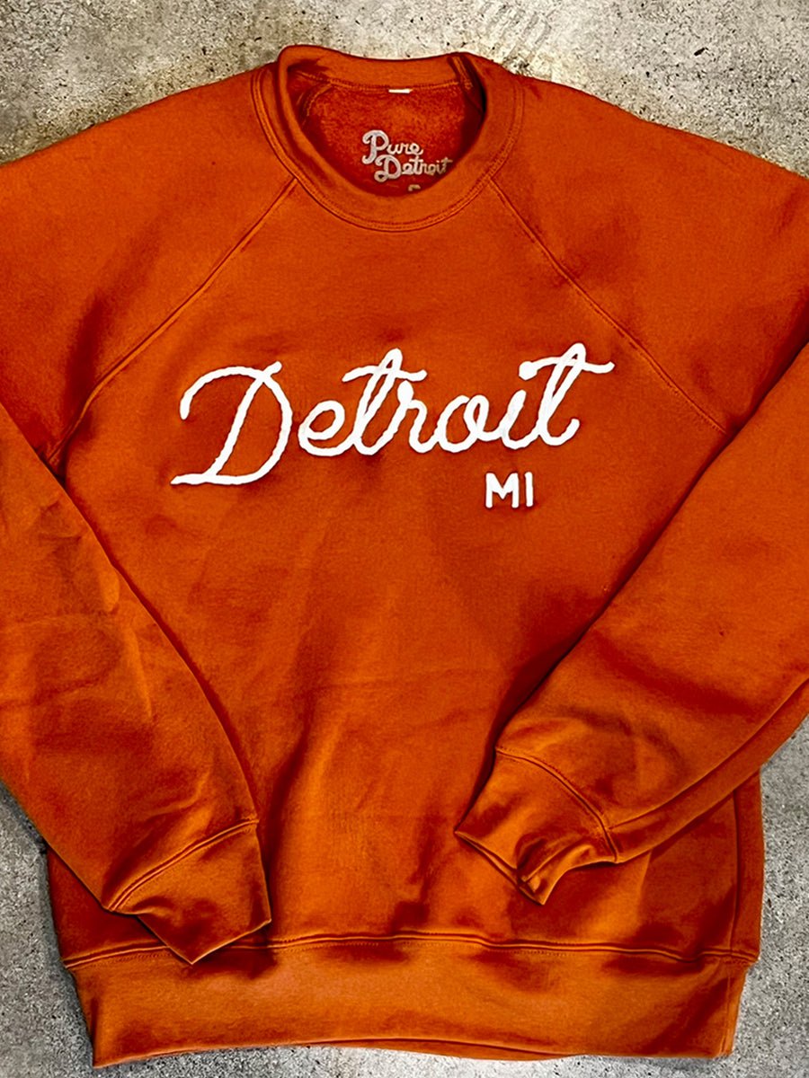 Detroit MI Sweatshirt - Embroidered/ Burnt Orange / Unisex Unisex Apparel