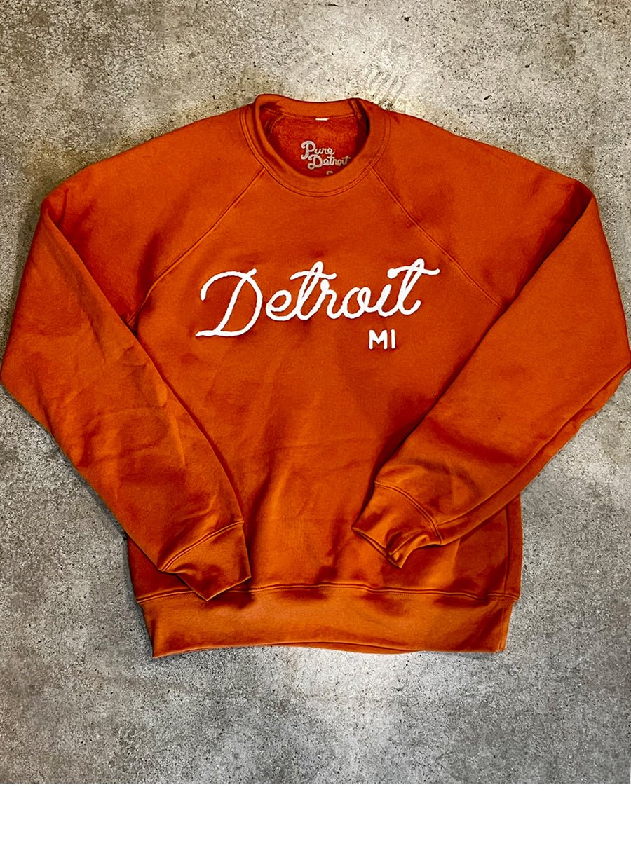 Detroit MI Sweatshirt - Embroidered/ Burnt Orange / Unisex Unisex Apparel