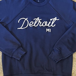 Detroit MI Sweatshirt - Embroidered / Navy / Unisex Unisex Apparel   
