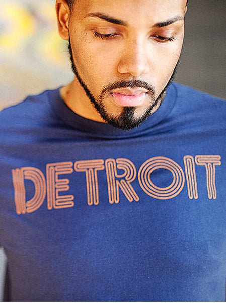 Detroit Neon T-shirt - Navy / Orange Unisex Unisex Apparel