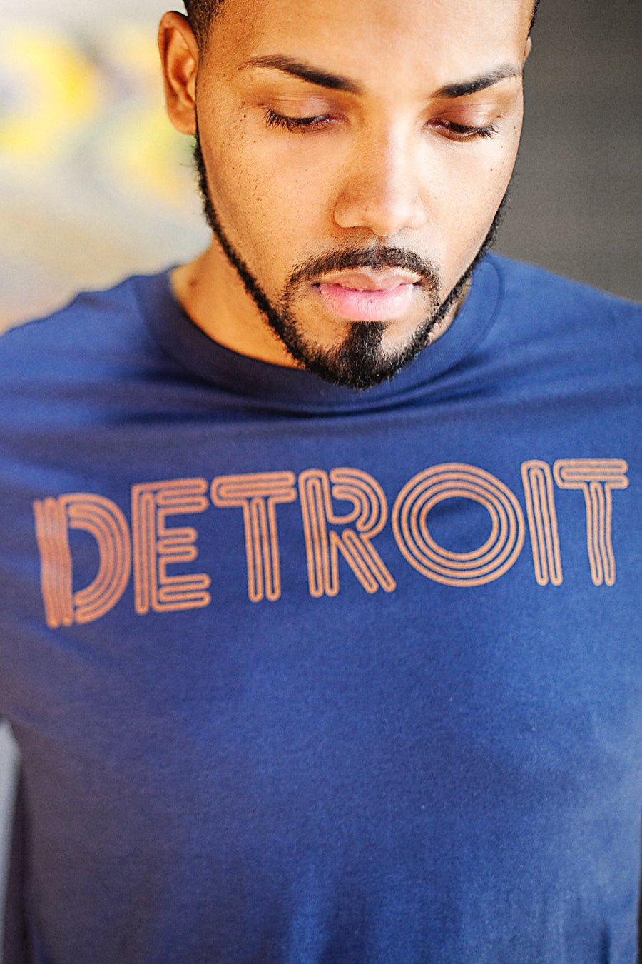 Detroit Neon T-shirt - Navy / Orange Unisex Unisex Apparel