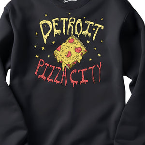 Detroit Pizza City Premium Unisex Sweatshirt - Square Slice - Black sweatshirt   