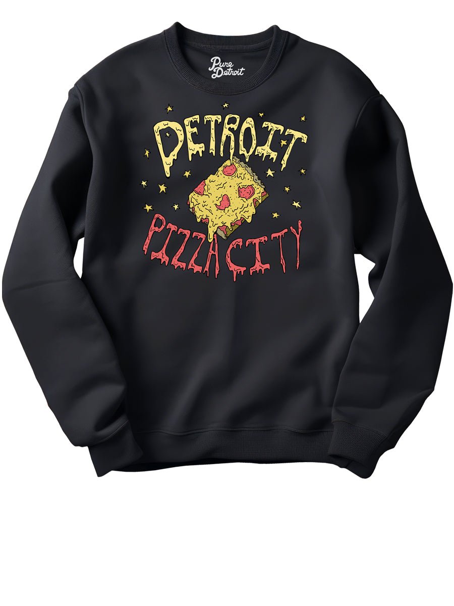 Detroit Pizza City Premium Unisex Sweatshirt - Square Slice - Black sweatshirt