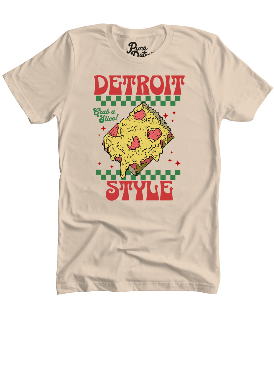 Detroit Style Pizza - Grab a Slice! - Premium Unisex T-shirt - Soft Cream    