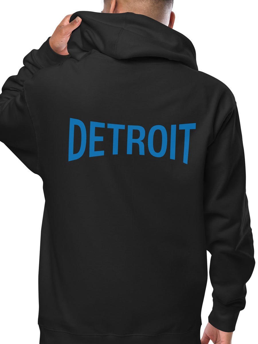 Detroit Champ Premium Unisex Fleece Zip Hoodie - Black / Blue hoodie