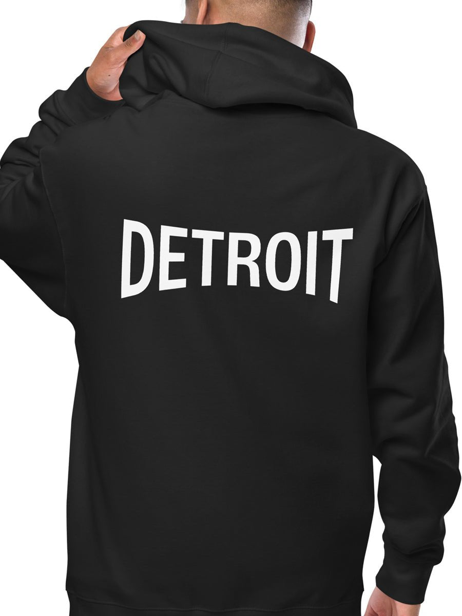 Detroit Champ Premium Unisex Fleece Zip Hoodie - Black / White Hoodie